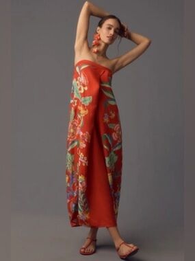 bhldn nesta strapless scarf slip high-shine satin maxi dress Anthropologie | Dresses | Bhldn Nesta Strapless Scarf Slip Highshine Satin  Maxi Dress